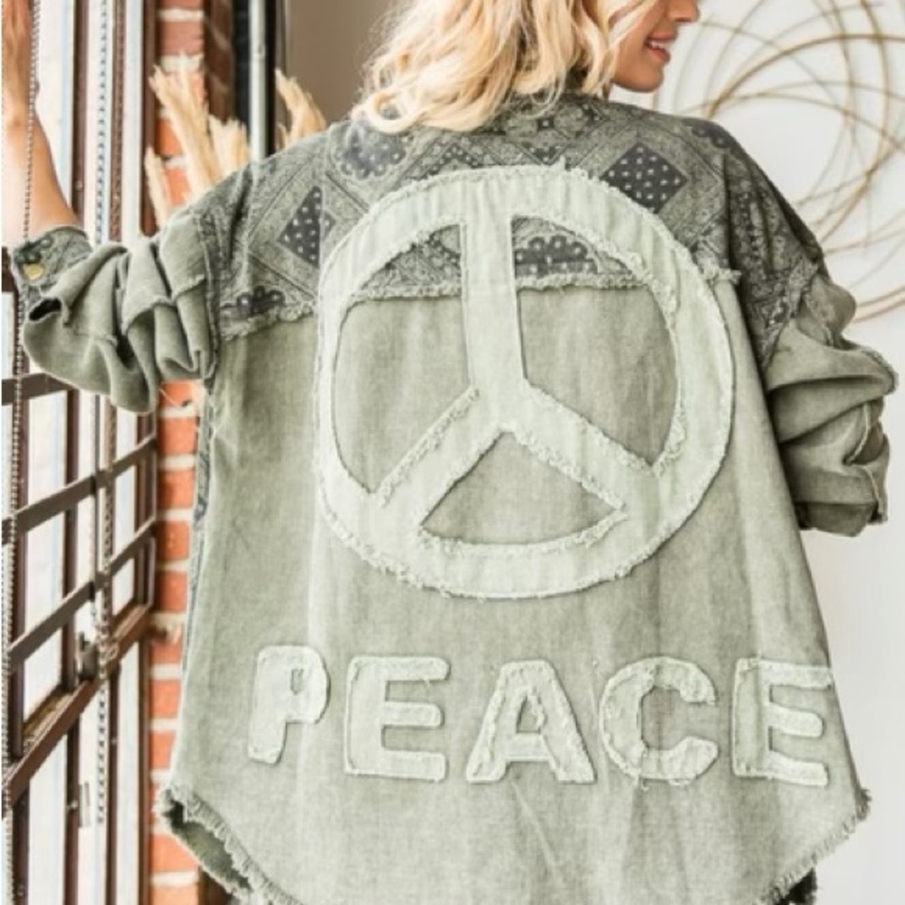 Mineral washed Peace Shacket